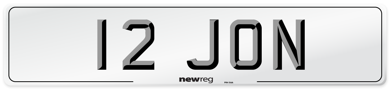 12 JON Number Plate from New Reg